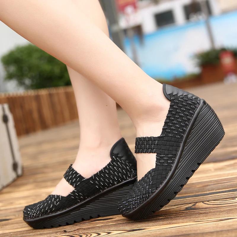 Fashion Women's Shoes Flat Platform Summer Woven Sneakers for Walking Femal Casual Loafers 5CM High Quality Tenis Women Zapatos De Mujer