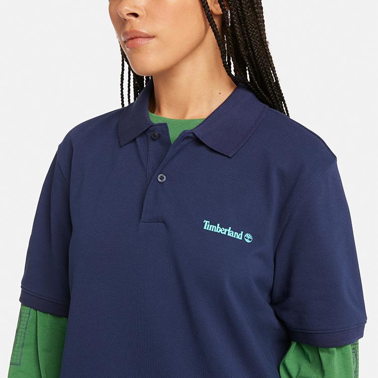 Timberland Casual Breathable Short Sleeve Polo Shirt Men tops Navy-Blue A41C5-EJ3