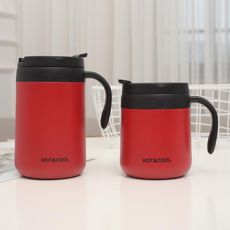 Stainless Steel Vacuum Tumbler 350/500ml, Double-Wall Insulated Mug with Handle for Coffee/Tea, Office Travel, Leak-Proof & Ergo