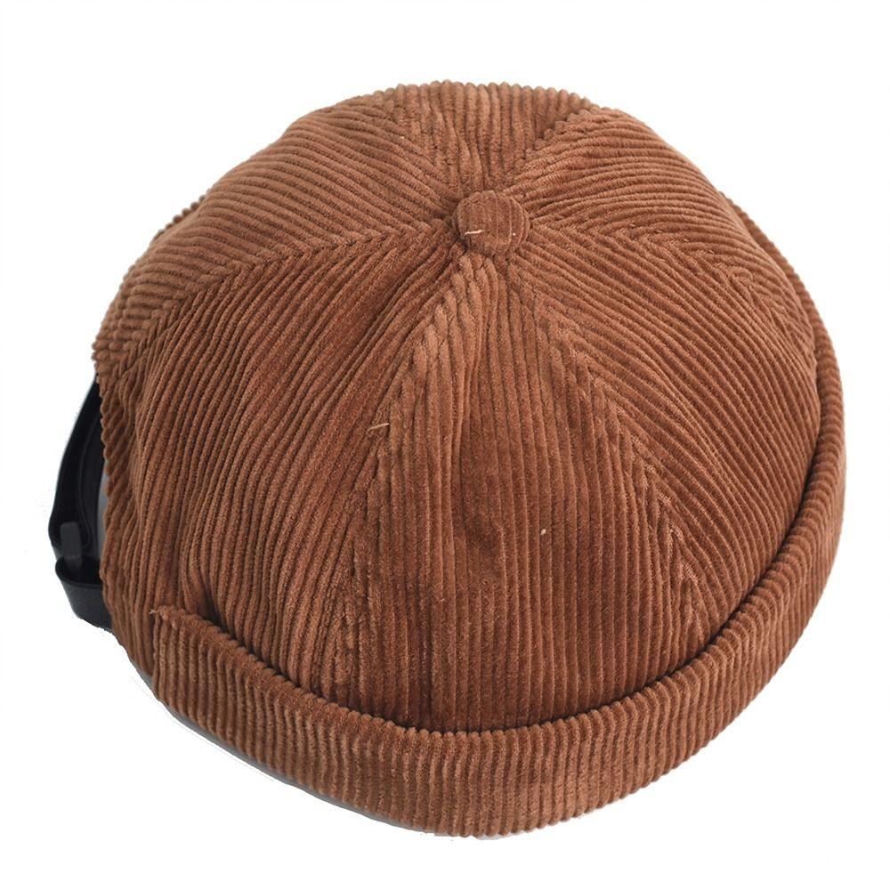 Adjustable Brimless Cap Soft Corduroy Dome Hat Casual Beanie Hat  Street Fashion Matching