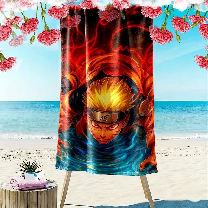 1pc naruto Beach Towel Ideal Birthday Gift For Family, A Vibrant Beach Towel Suitable for Outdoor Activities