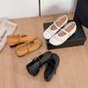 Ballerinas Damenmode Runde Zehen Schnalle Slipper Atmungsaktiv Retro Gewebt Hohl Damen Freizeit Mary Jane Schuhe