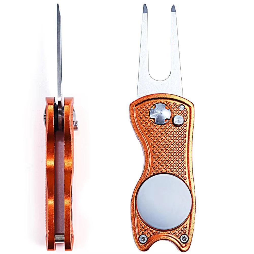 Magnetic Marker Golf Divot Repair Tool Foldable Putting Green Fork Golf Repair Tool  Golf Course