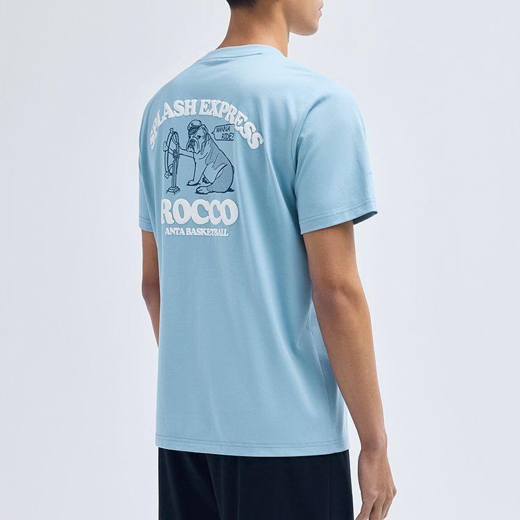 Anta T Shirts Men's Blue Crew Neck Moderate Straight Fit 152321168-2