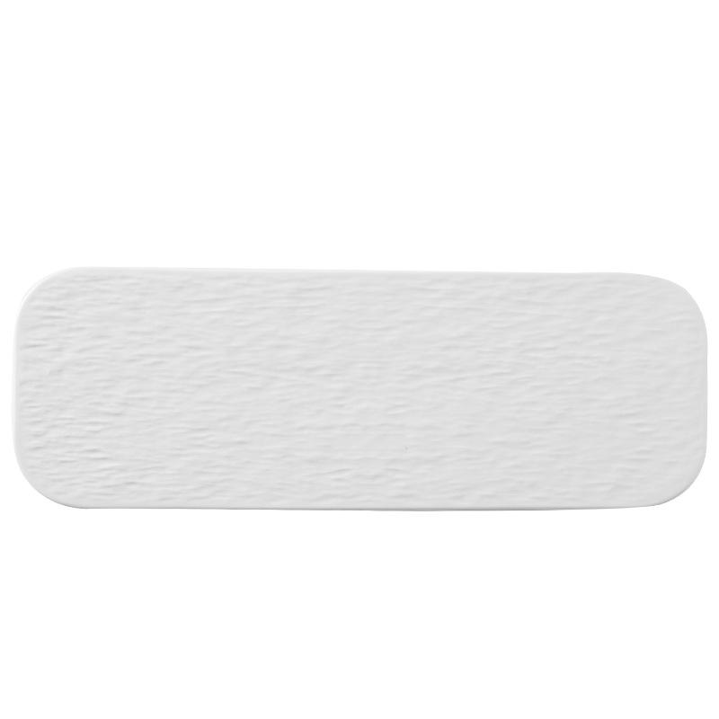 Pure White Rock Pattern Rectangular Flat Ceramic Strip Plate High-End Sushi Plate Restaurant Sashimi Plate Dim Sum Plate
