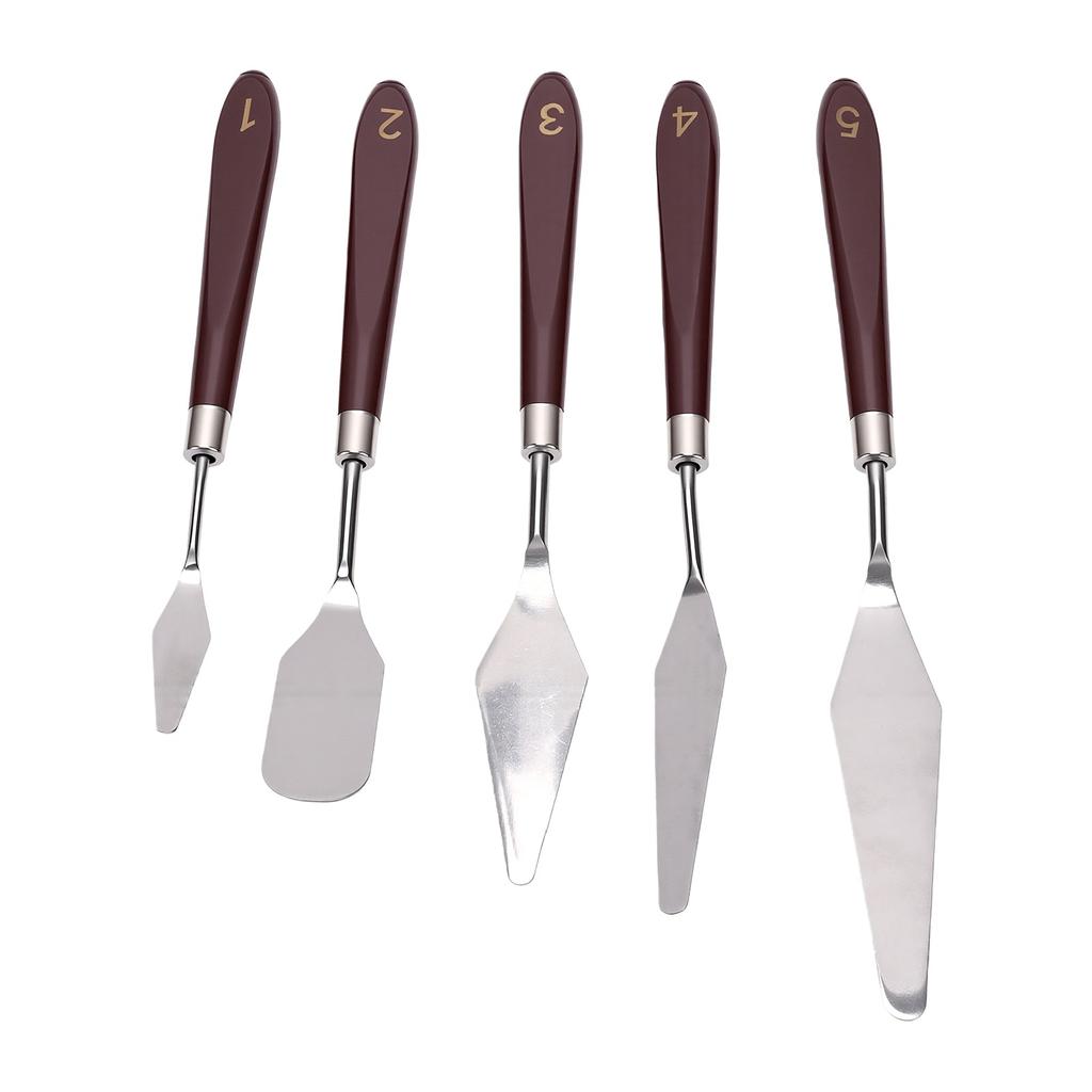 5PCS Art Spatula Set Stainless Steel Acrylic Painting Tools for Mixing Spreading Scratching Texturing