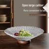 Elegant Retro Wooden High-Footed Frosted Glass Bowl for Living Room - Ideal for Snacks & Candies Display