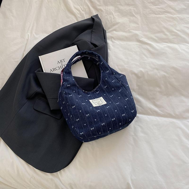 

Casual big bag women s 2025 new summer underarm bag denim shoulder bag large capacity tote bag темно-синього кольору