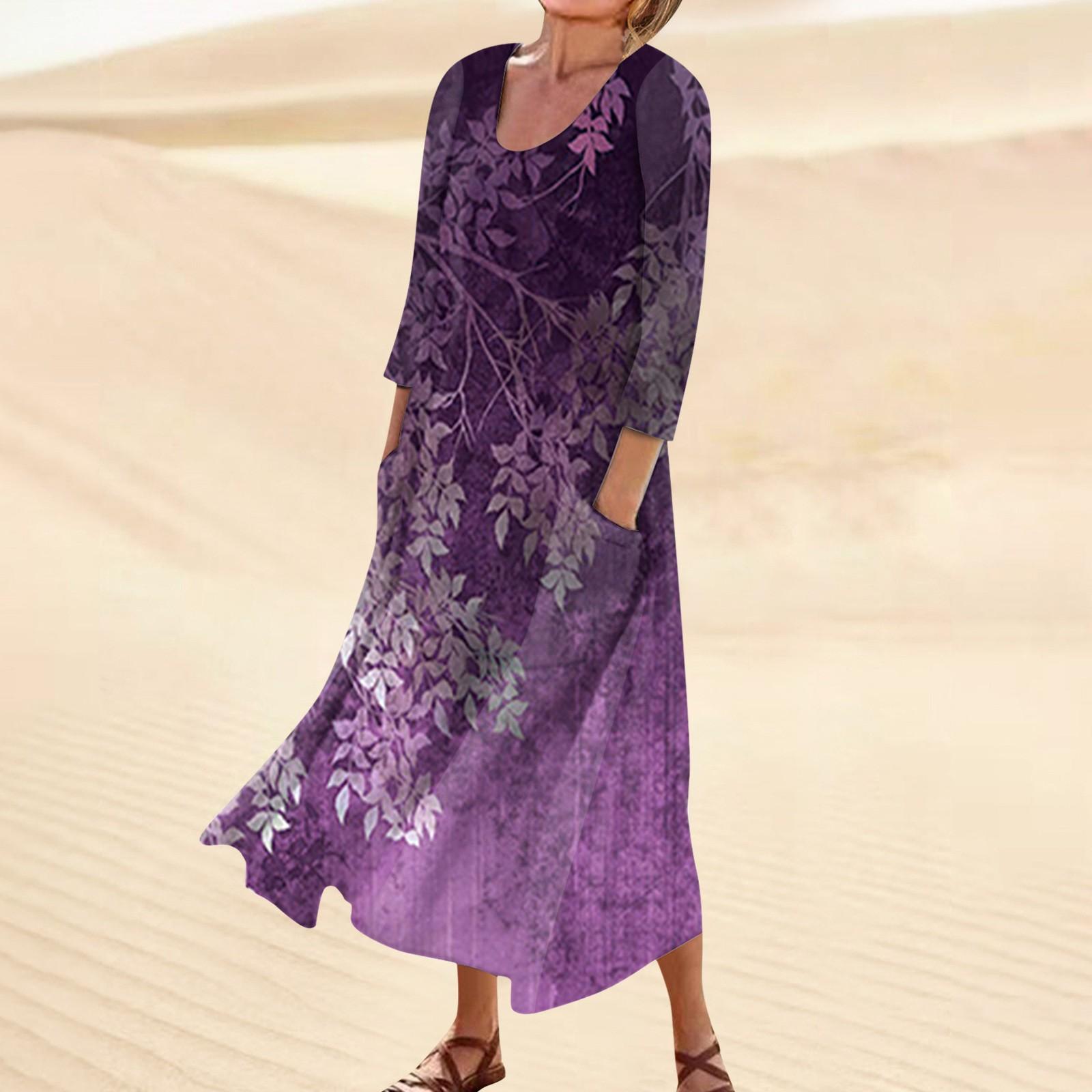 

Женское повседневное модное удобное платье с карманами и рукавами 3/4 с принтом M