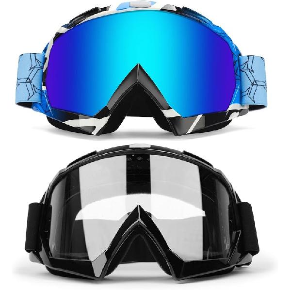 ATV Dirt Bike 2-Pack Motorcycle Motocross Goggles For Men Women MX Riding UTV Helmet Offroad Goggles, UV400 Anti-Scratch Fog Dustproof For Adults
