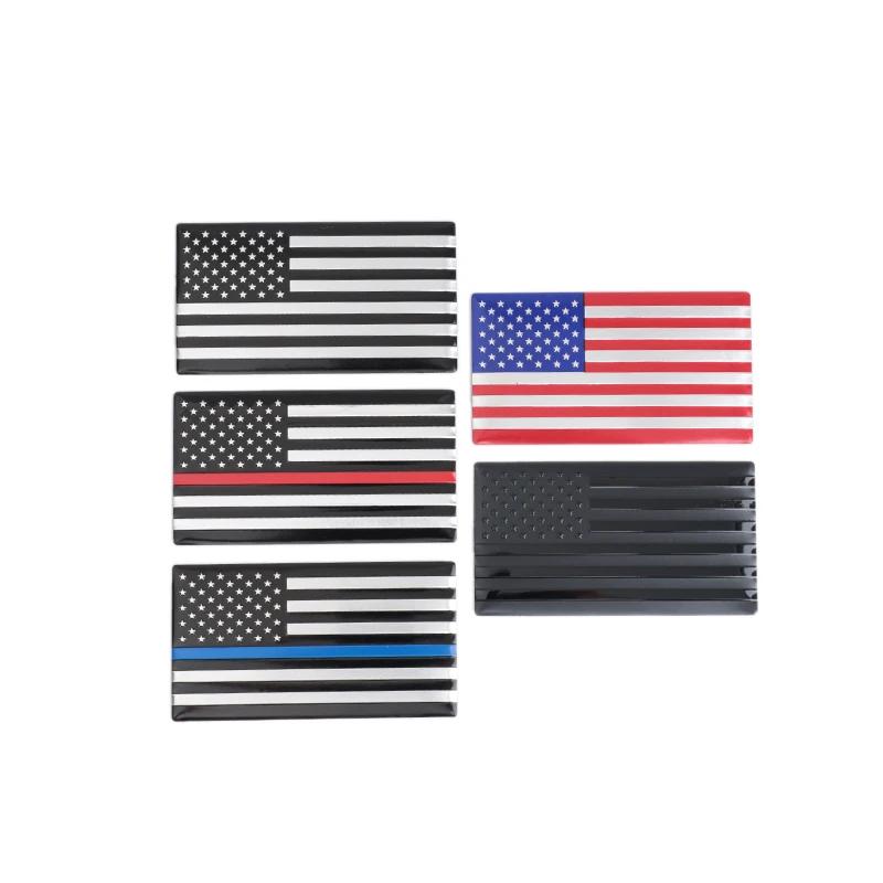 2Pcs Automobile Motorcycle Exterior Accessories United States Of America USA National Flag Aluminum Alloy Emblem Badge Car Stickers