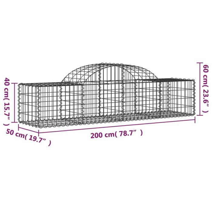 VidaXL Panier de Gabions Arqué Cage à Gabion Mur de Gabion Panier à Pierre Gabion pour Pierre Jardin Patio Extérieur 153492