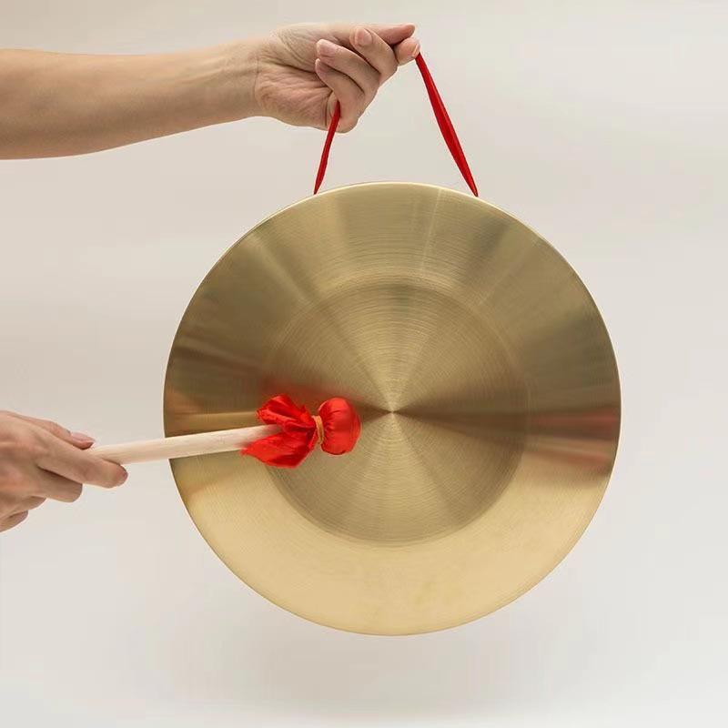 Flood Warning Copper Gong with Mallet and Cymbals – Stainless Steel Musical Instrument Prop.