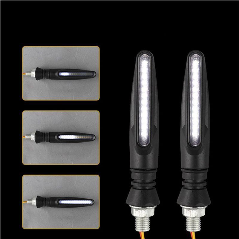 SXR-Motorcycle LED Lights High Bright Turn Signal Indicator Lights Front Rear White Day Running Lights Flowing Brake Lamps A Par