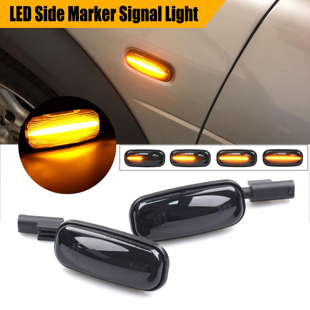 

2Pcs For Land Rover Defender Freelander Discovery 2 Smoked Lens LED Side Marker Lamp Dynamic Amber Turn Signal Light
