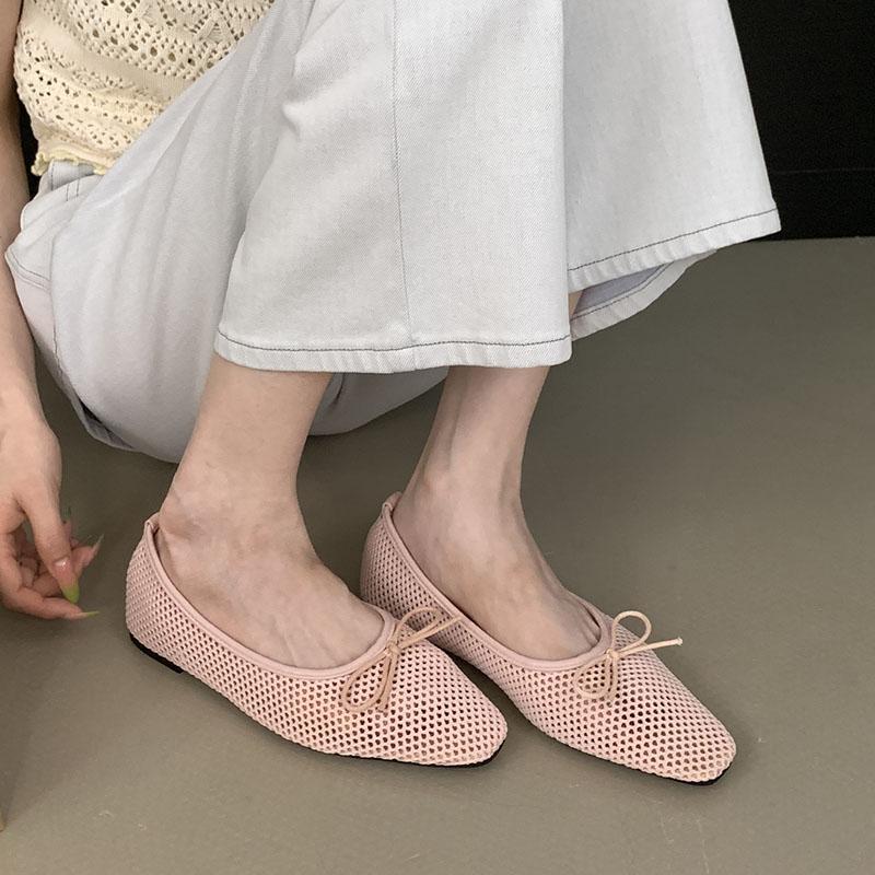 Fashion Luxury Footwear Mesh Ladies Flats Slip On Shoes Female Shallow Fashion Butterfly-Knot Women Ballet Flats Dance Shoes New 2025