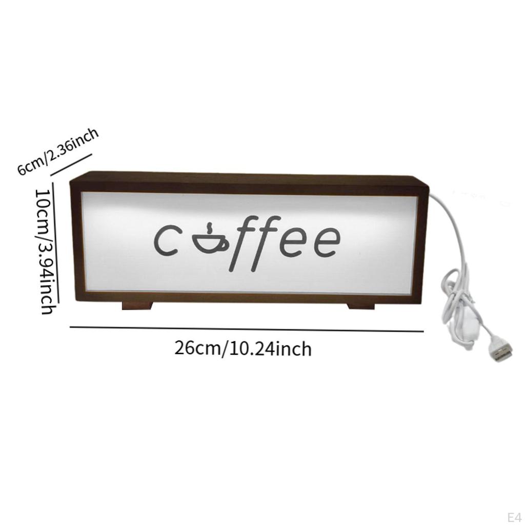 Coffee Sign Frame with Light Bar Decoration Table Lamp Wooden Night for Farmhouse