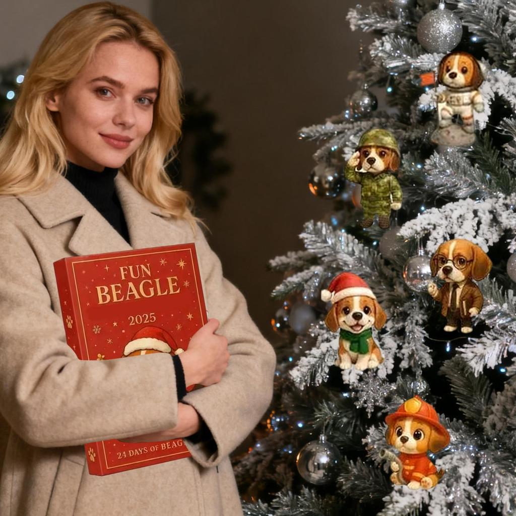 Cute Dog Advent Calendar 24 Days 2D Acrylic Christmas Countdown Decor for Car Rearview Mirror Classroom Stocking Stuffer Gift