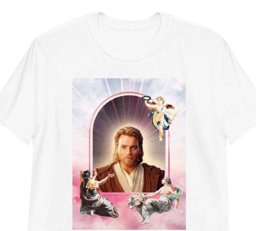 Obi Wan Kenobi Space Jesus Angels Oil Painting Unisex T-shirt Parody Star Wars 3XL