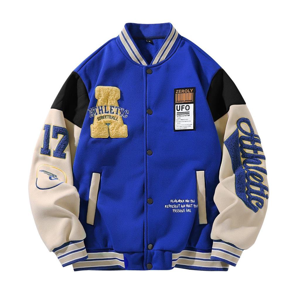 Jachetă Sport Casual Bărbați Bloc de Culoare Brodată Stil Retro European Mărime Europeană 2025