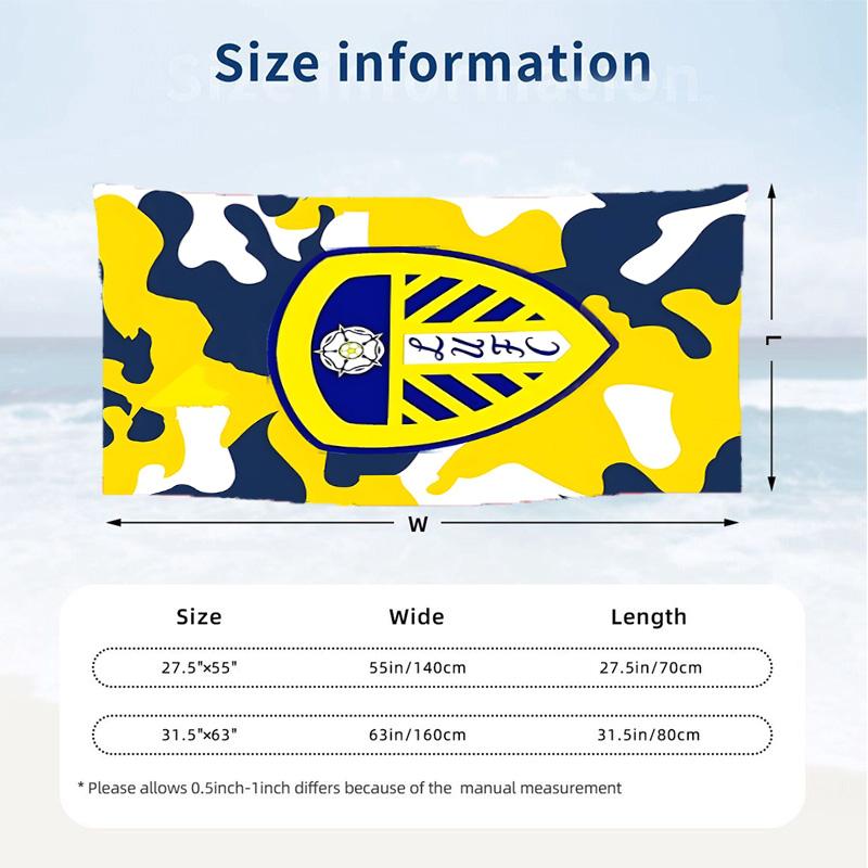 Leeds United Football Club (14) Theme Beach Towel Sand Resistant Soft And Comfortable Suitable For The Pool Camping Yoga And Diving A Travel Essential