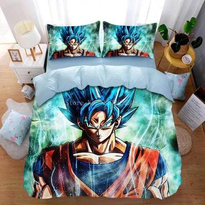 Set de lenjerie de pat Anime Dragon-Ball, cuvertură de pilota Goku, set de husă de pilotă pentru pilotă Set de lenjerie de pat Super Saiyan pentru adulți, copii, copii