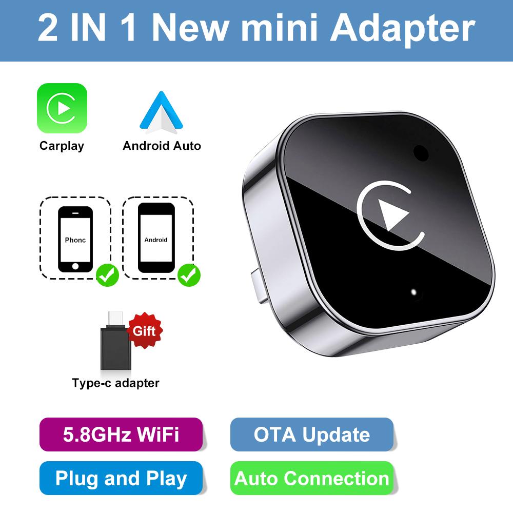 

FLIXIVI 2026 Wireless CarPlay Adapter 2-in-1 mini Wired to Wireless Dongle for Apple & Android Plug and Play Universal Car Acces C