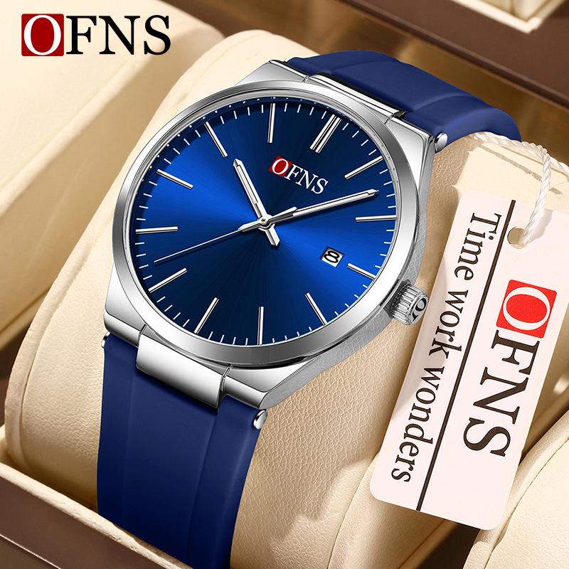 OFNS Classic Unisex Quartz Wristwatch with Calendar, Luminous Hands, 30M Waterproof, Thin Design, High-Value Bar Index.