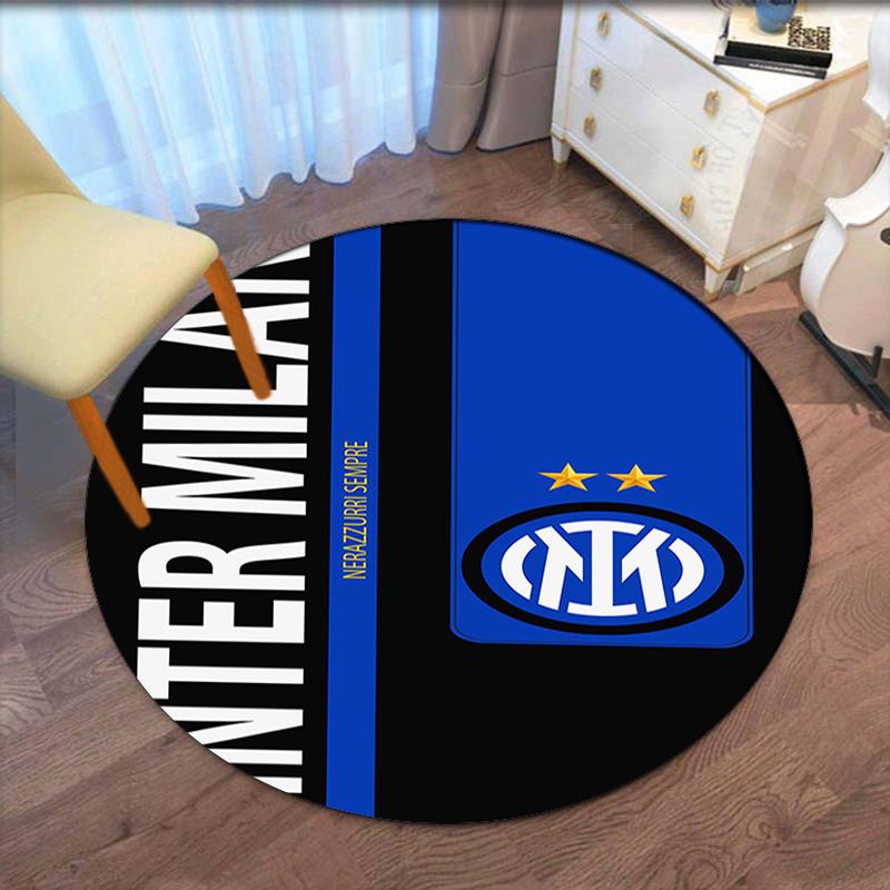 Inter Milan Printed Round Rug Carpet Chair Rug Area Rug Entryway Doormats,for Office Chair Living Room Bedroom Kitchen Room.