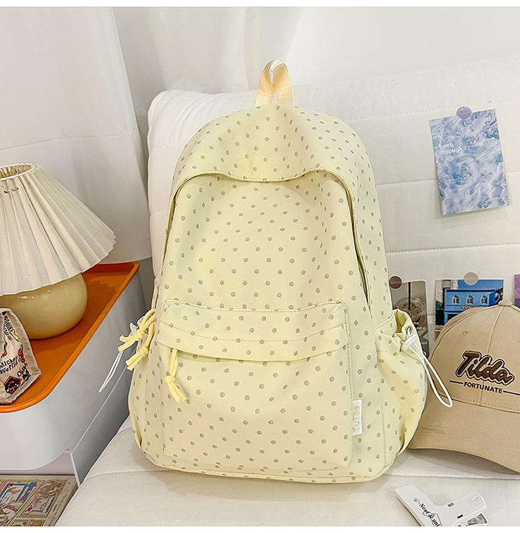 Schoolbag Korean Small Fresh Schoolbag Female College Student Simple Polka Dot Backpack Lightweight Large Capacity Junior High School Student Backpack