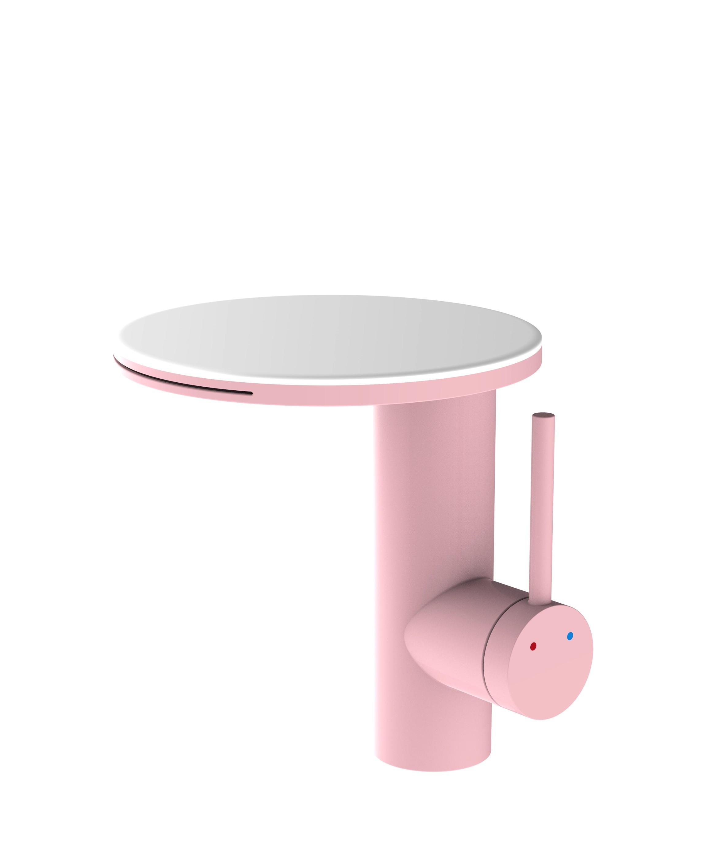 

White Pink Basin Faucet Hot and Cold Bathroom Single Lever Brass Waterfall Sink Mixer Decked Green White Big Plate Sink Mixer