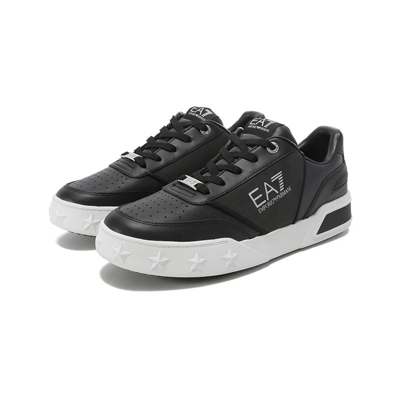 Emporio Armani EA7 Round Toe Thick Sole Logo Lace-Up Low-Top Sneakers Unisex Sneakers Black X8X121XK295S342