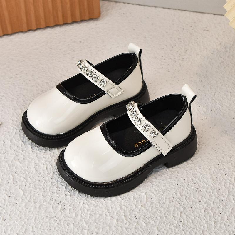 Girls shoes children's real soft leather princess shoes 2025 new girls spring and autumn soft-soled small leather shoes black single shoes