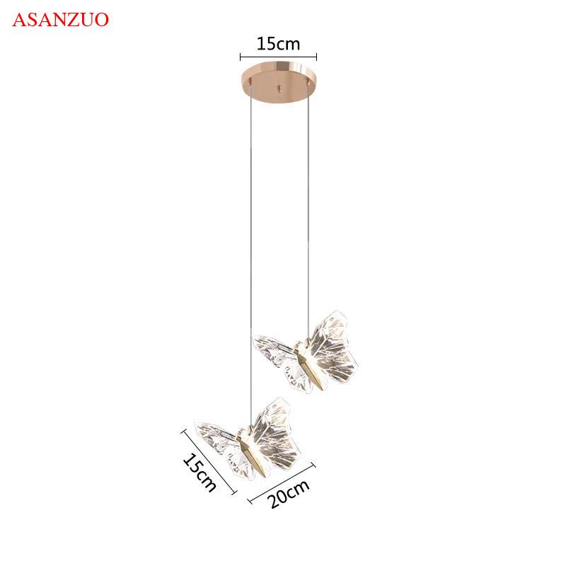 LED Butterfly pendant lights Bedside Hanging Light Modern Dining Living Room Home Decor Multi-Headed Lobby Staircase Luminaire