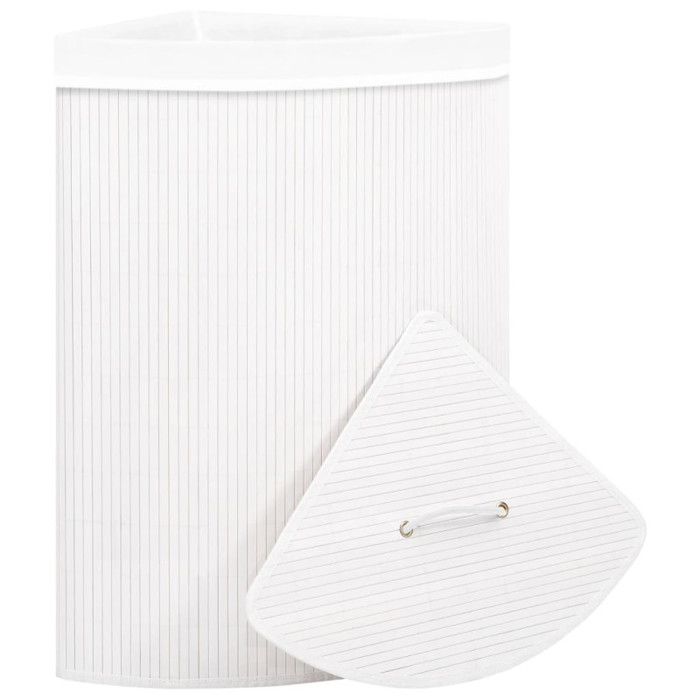 VidaXL Panier à linge d'angle Bambou Blanc 60 L