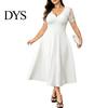Robe ajustée à col en V Grande Taille Formelle pour Femmes Dentelle Manches Courtes Coupe A-line Légère Été Mère de la Mariée Invité de Mariage Robe de Soirée