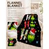 Ho Ho Ho Merry Grinch Christmas Theme Cartoon Flannel Blanket Soft Warm Throw Blanket For Office Sofa Lightweight Home Decor Memorial Gift