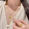 Gold-Plated Brass Jewelry Set: Vietnamese Sand Gold Necklace, Bracelet, & Ring for Women