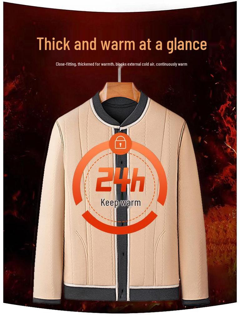 Winter Plus Velvet Grandpa Style Cotton Jacket for Seniors