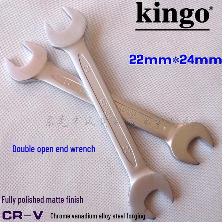 Taiwan Kingo Double Open-End Wrench Set, 22x24/6x7-30x32mm, CR-V Alloy, Matte Finish