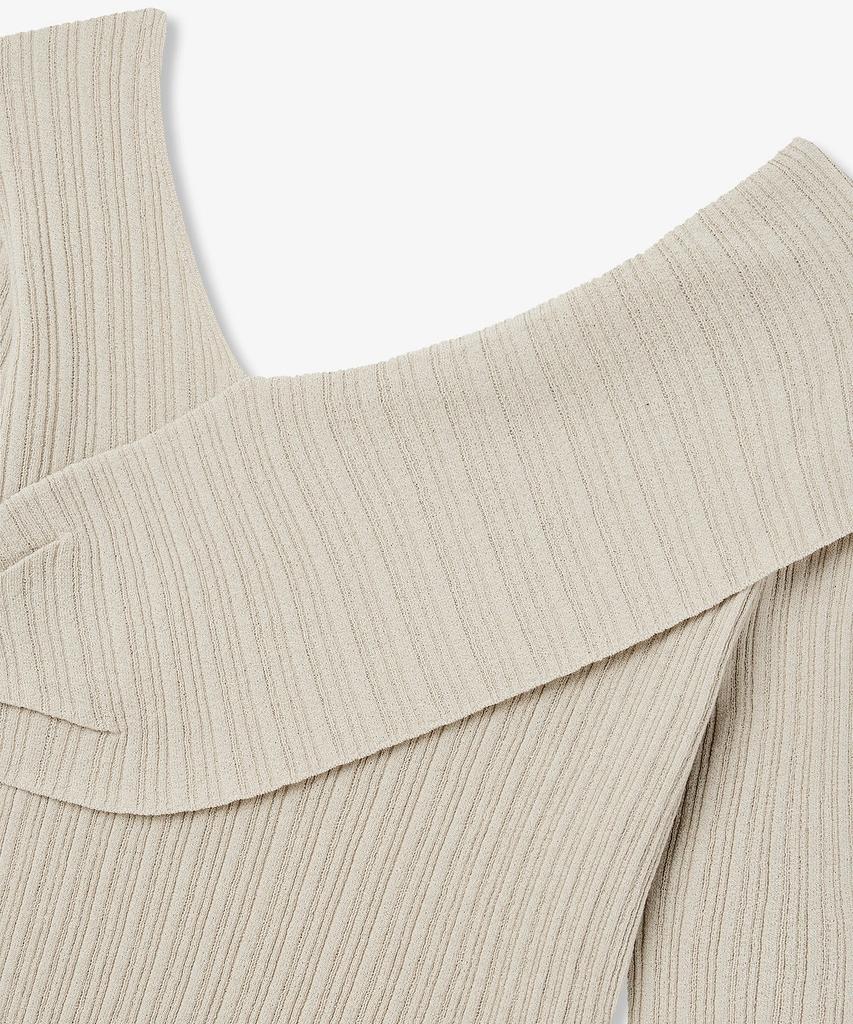 Bobeu Asymmetrical Ribbed Knit Pullover_Beige 7156350001
