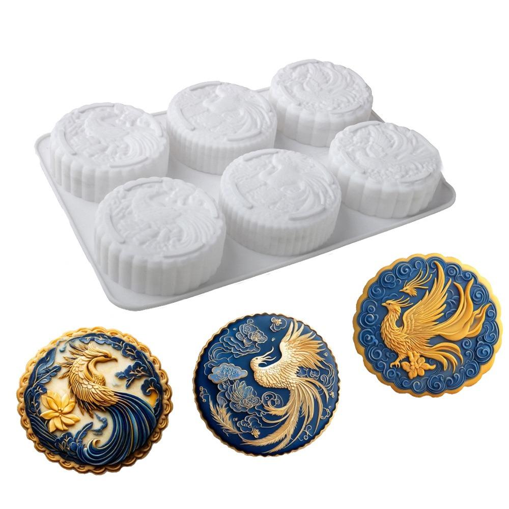 Silicone Auspicious Clouds Mooncake Mold 6 Cavities Mung Bean Cake Mold Soap Mold  Kitchen