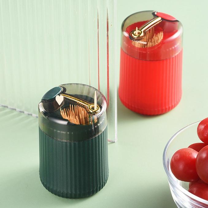 Creative Home Convenient Toothpick Canister Plastic Press Toothpick Organizer