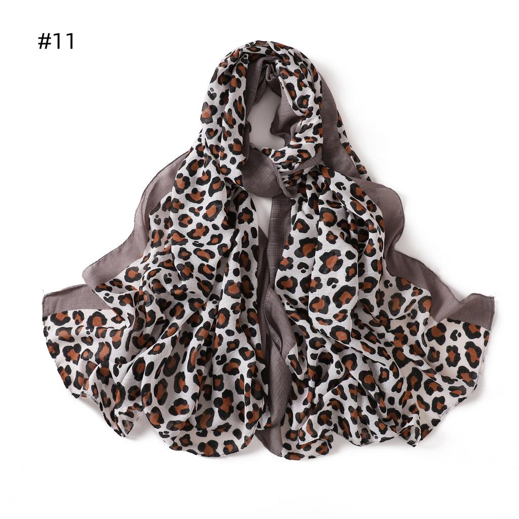 Sunscreen Voile Thin Women Scarf Hijab Classic Leopard Print Scarves Soft Lady Foulard Viscose Female Wrap Shawls