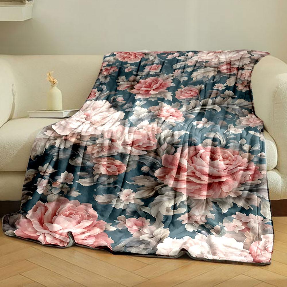 Vintage Floral Blanket bedroom Blanket for Livingroom Couch lunch break Soft throw for Friend's festival Gift