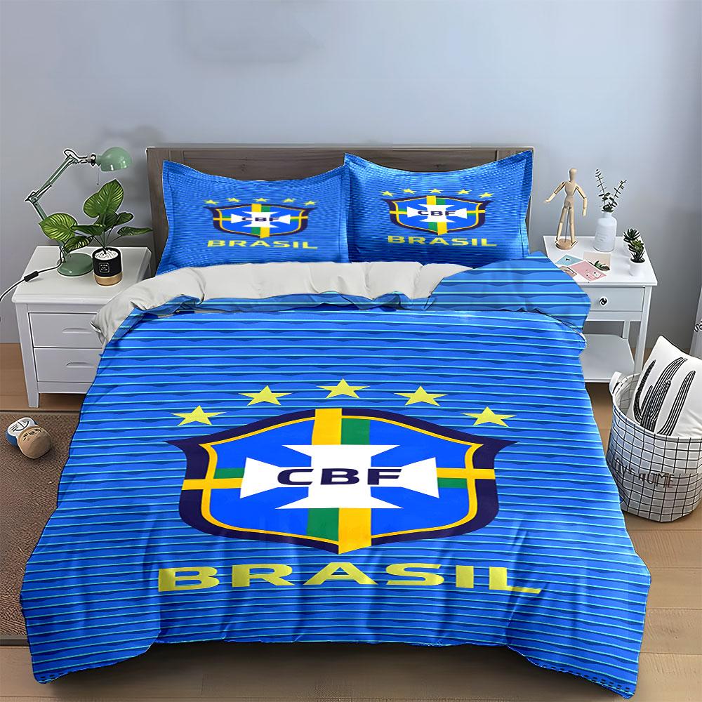 Brazil Soccer Crest Pattern. Bedding Sets Duvet Cover Sets Duvet Covers Pillowcases(1 * Duvet Cover 2 * Pillowcases Without Duvet Insert)
