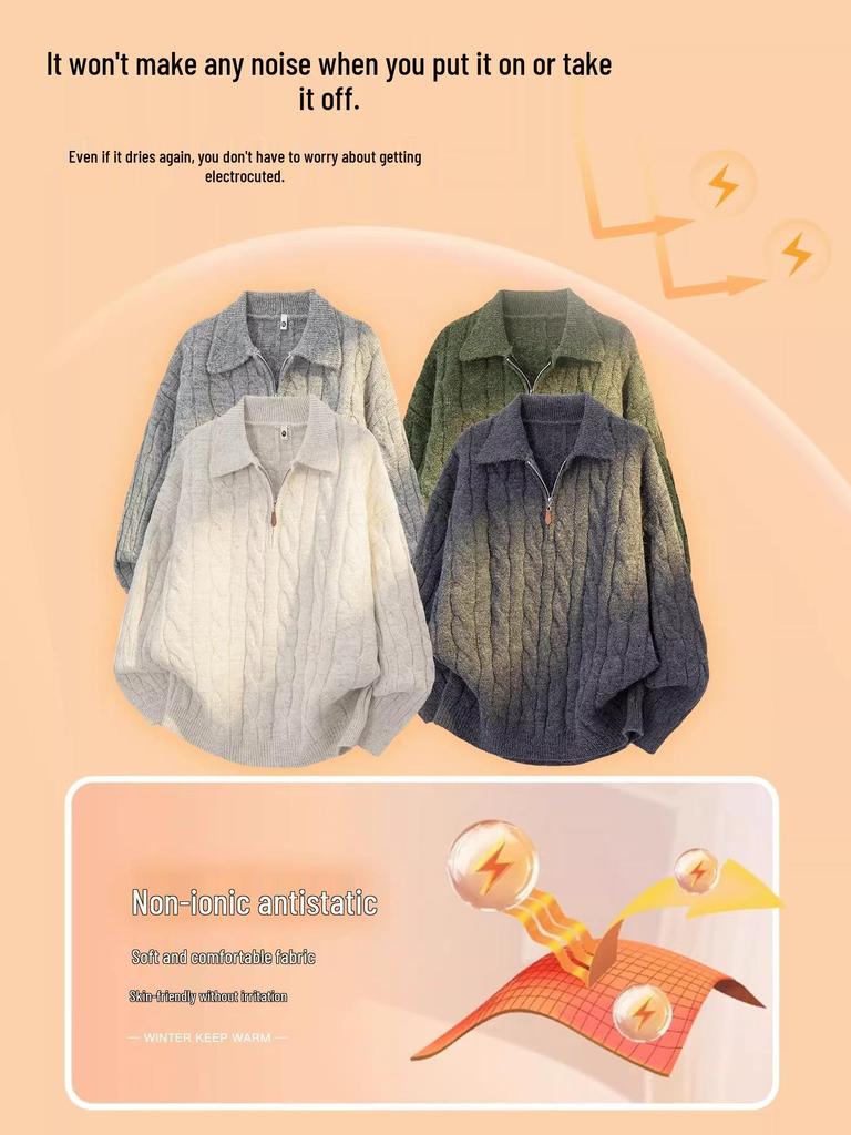 Men's Trendy Half-Zip Cable Knit Sweater - Autumn/Winter Casual Fashion