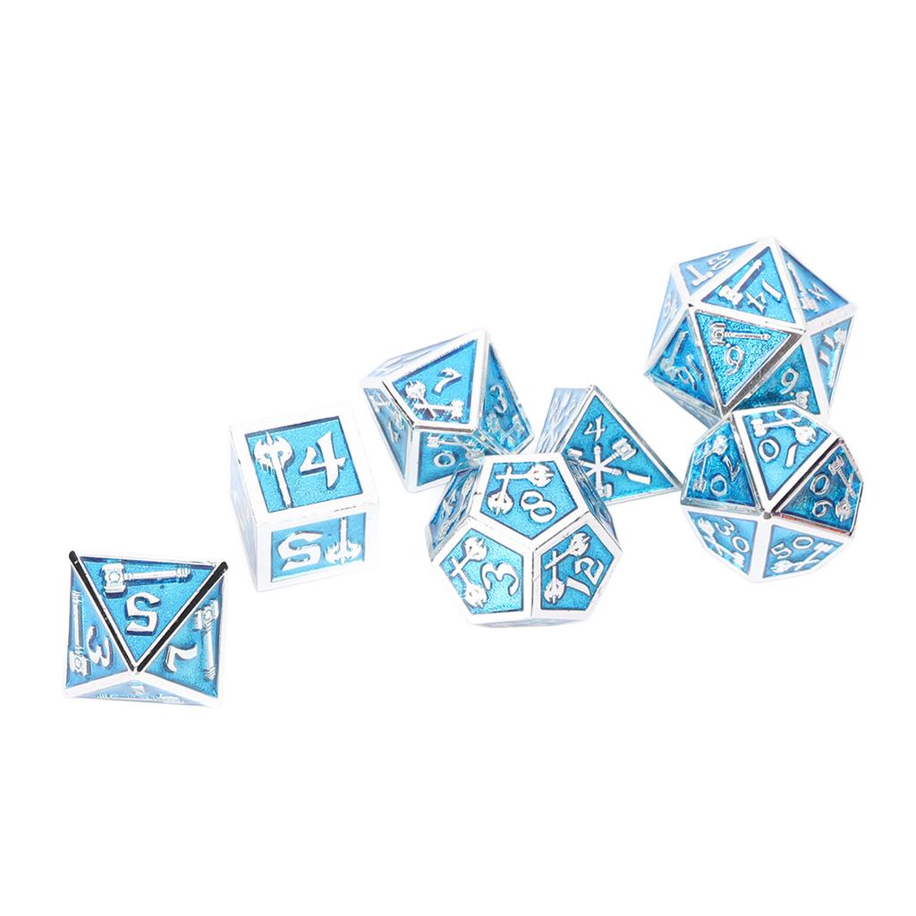 7pcs Polyhedral Dice Set Clear Number Metal Glossy Odorless Table Board Game Dice for Role Playing