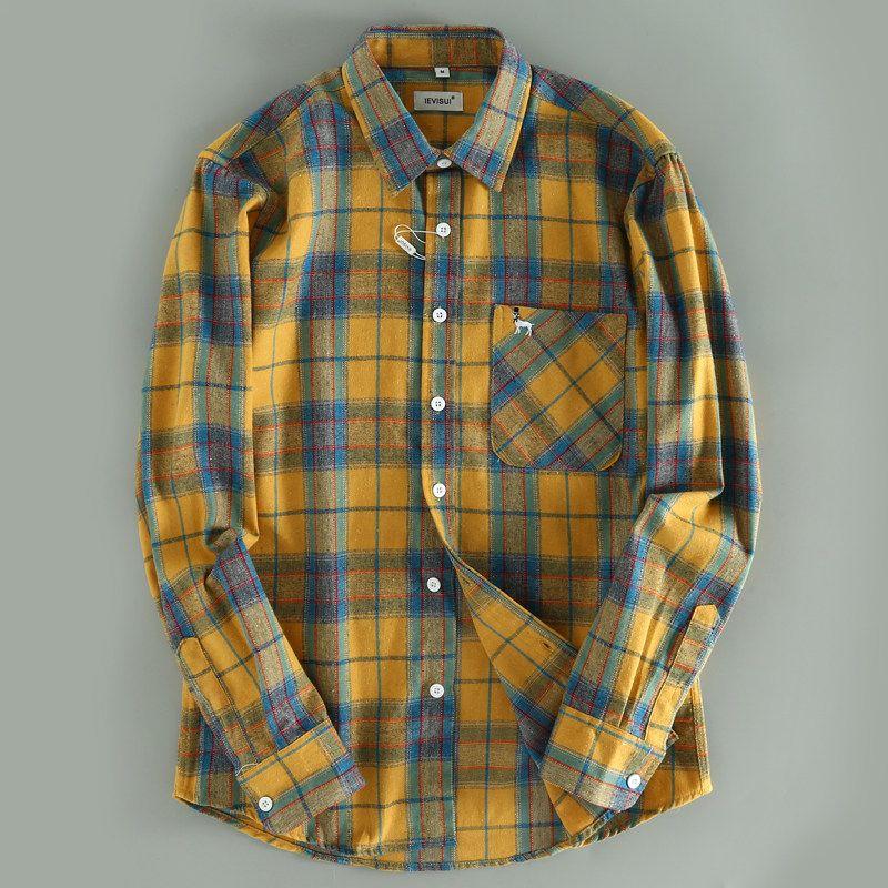 High-Quality Export Factory Surplus Autumn and Winter Men's Plaid Long-Sleeve Shirts, Comfortable Plus-Size Men's Shirts, Trendy Tops