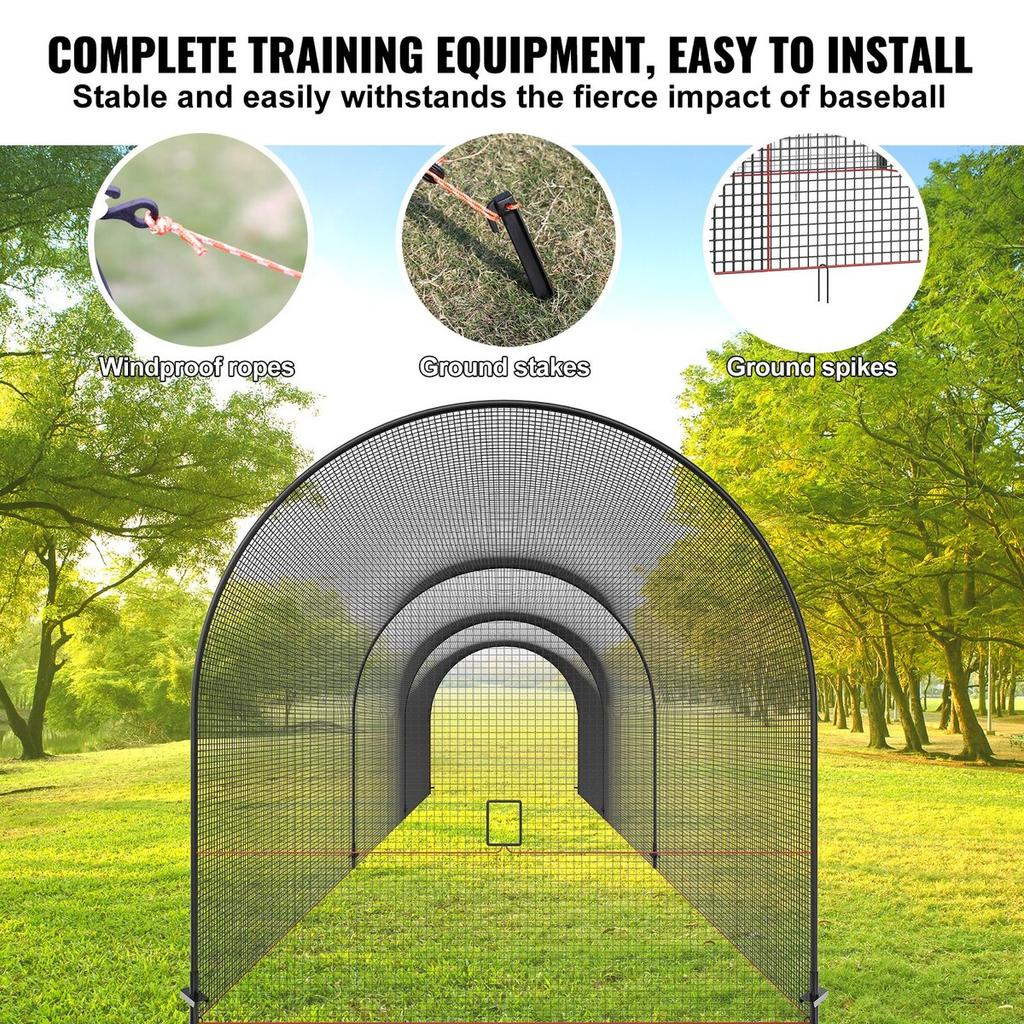 Baseball Batting Cage, Softball and Baseball Batting Cage Net and Frame, Practice Portable Cage Net with Carry Bag, Heavy Duty Enclosed Pitching Cage,
